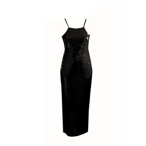Long black sequin dress with halter neck, prom dress, bridesmaids, fancy dress